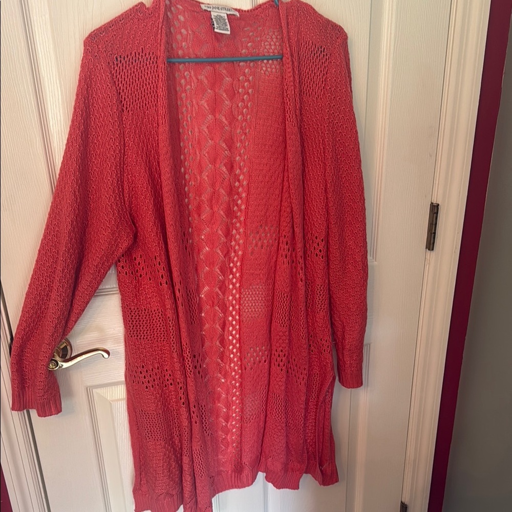 Women's Coral Open-Front Sweater